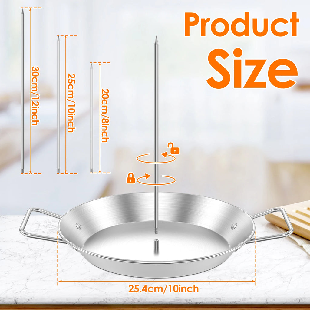 Stainless Steel Vertical Skewer BBQ Heavy Duty Stand Up Barbecue Skewers Roasting Drip Pan Chicken Roaster Rack Outdoor Garden