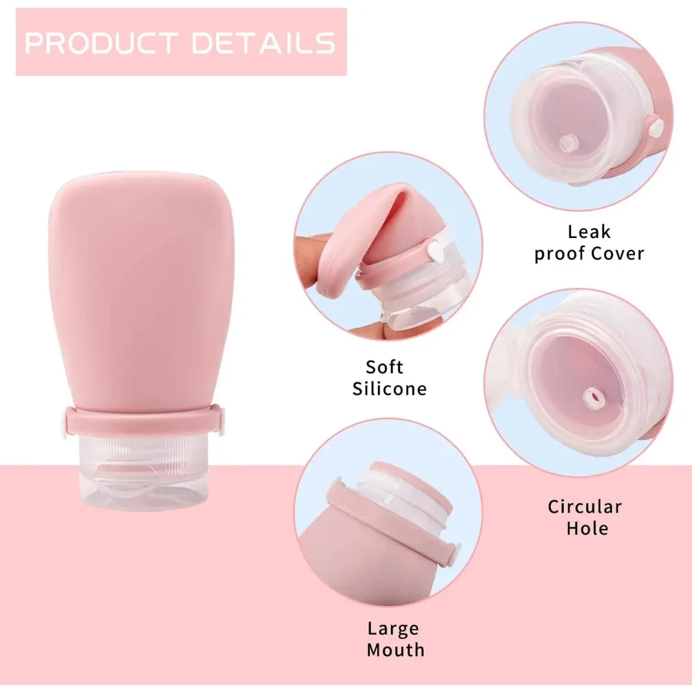 4 PCS Silicone Travel Bottles Leak Proof Collapsible Toiletry Shampoo Dispenser Reusable Portable Camping Oil Container 2026