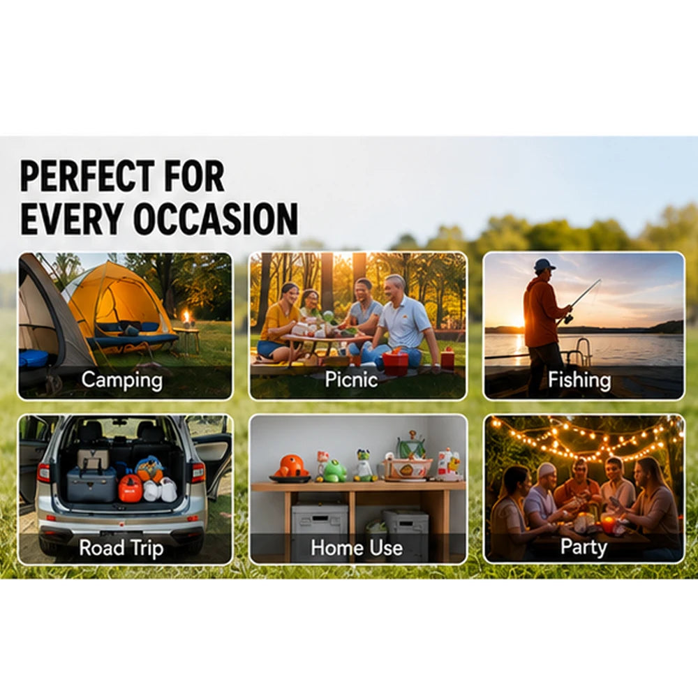 20L Foldable Car Trunk Storage Box Portable Camping Table Collapsible Organizer with Warning Sign for Picnic Fishing Home