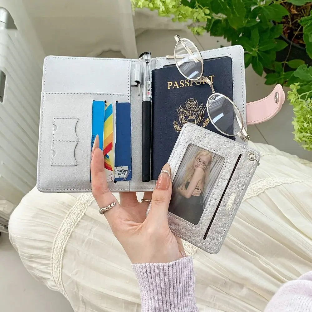 Creative Card Holder PU Passport Bag Cute Puppy Purse Passport Clip Card Case Ticket Holder Card Storage Bag Travel Accessories