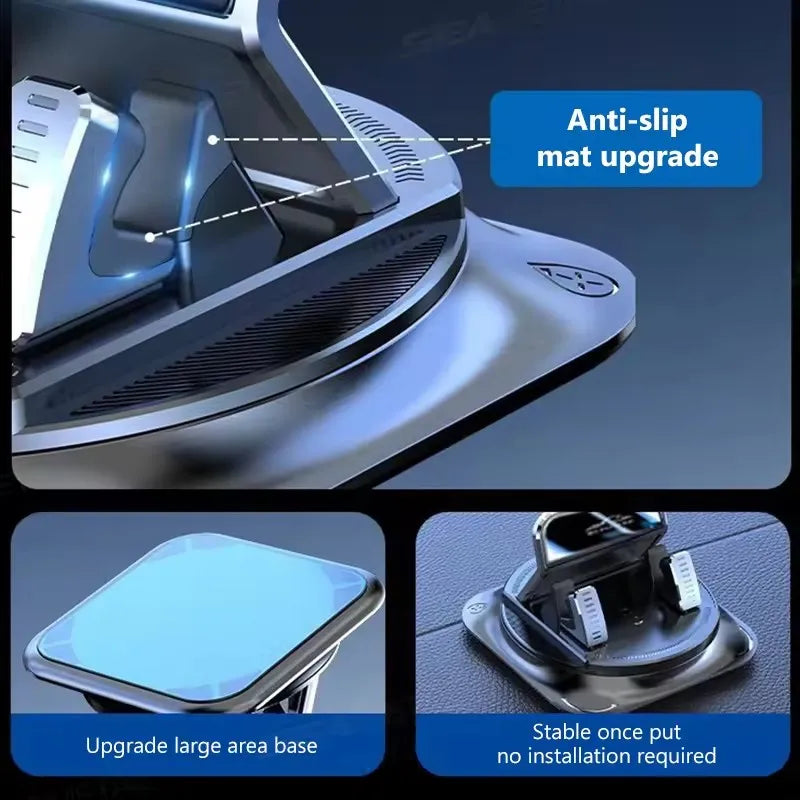 360° Free Rotation Phone Mount Car Dashboard Anti Slip Washable Nano Silicone Universal Stable Head Up Navigation Cell Holder