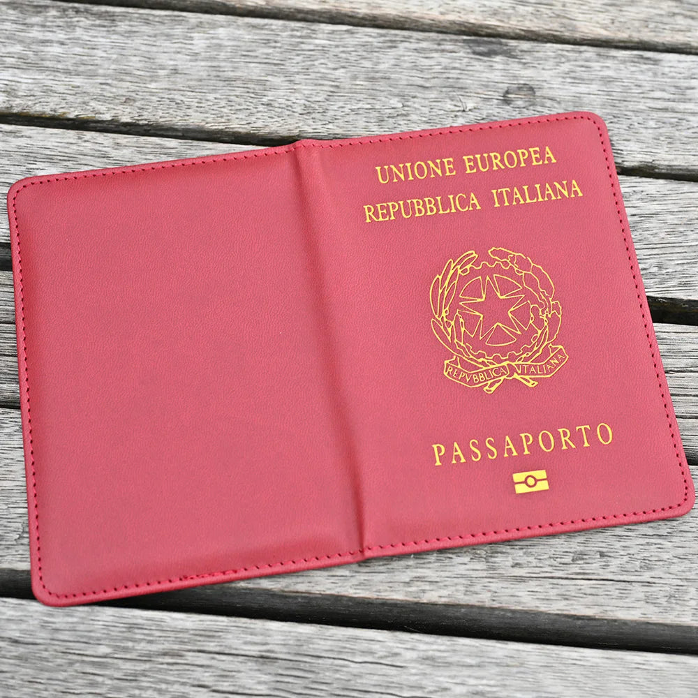 Top Quality Italy Passport Cover Women Travel Italian Passport Case Pu Leather Black Cover for Passport Travel Passport Holder
