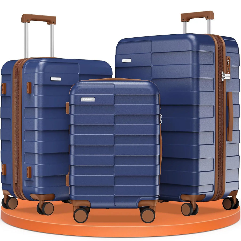 3 Piece 100% PC Expandable Hardside Carry On Luggage Set Ultra Durable Lightweight with 3-Years VIP Service, Customized