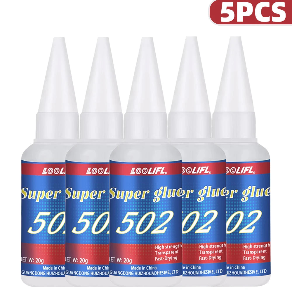 LOOLIFL 502 Strong Glue 1-5pcs 20g Cyanoacrylate Adhesive Plastic Wood Metal Leather Ceramics Manual DIY Repair Special Adhesive