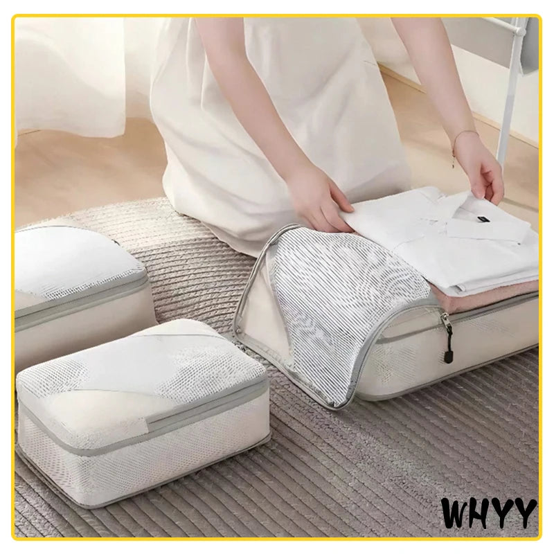 6Pcs/Set Travel Compression Packing Cubes Bag Portable Suitcase Clothes Organizers Compression Bag Luggage Storage Cases Drawer