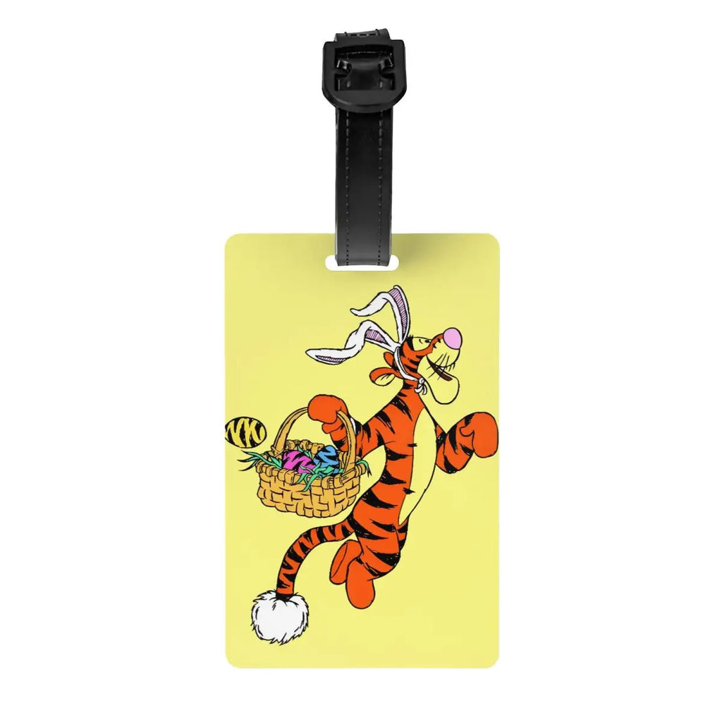 Custom My Friends Cartoon T-Tigger Pooh Luggage Tag Privacy Protection Baggage Tags Travel Bag Labels Suitcase