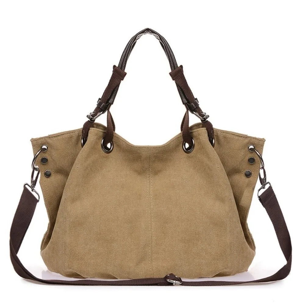 Fashion Large Capacity Canvas Crossbody Bag Durable Vintage Tote Bag Adjustable Strap Top Handle Shoulder Bag Commute