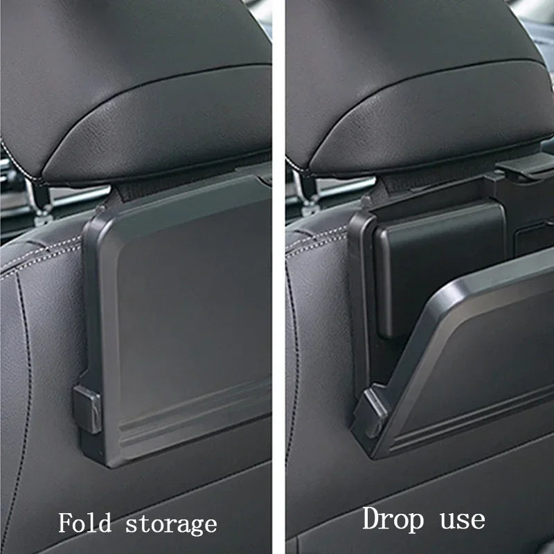 Car Back Seat Foldable Dining Table - Large Capacity Vehicle Food Tray with Cup Holders Thickened Material Stable Auto Accessory