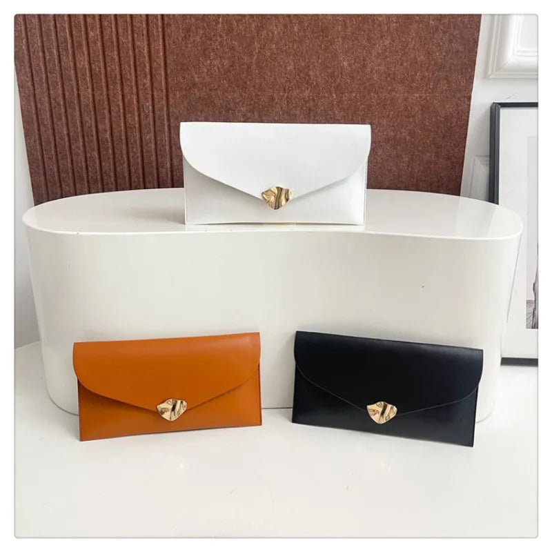 New Fashion Women Large Capacity Envelope Clutch Bag Solid Color Casual Simple Handbag