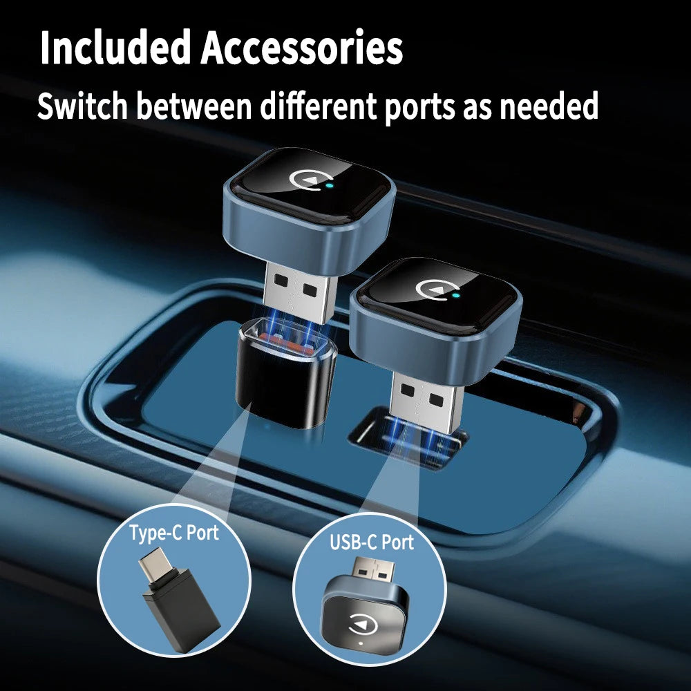 Wireless CarPlay Dongle 2 IN 1, Wired to Wireless Smart Box, Dual System Adapter for Original Wired CarPlay Vehicles
