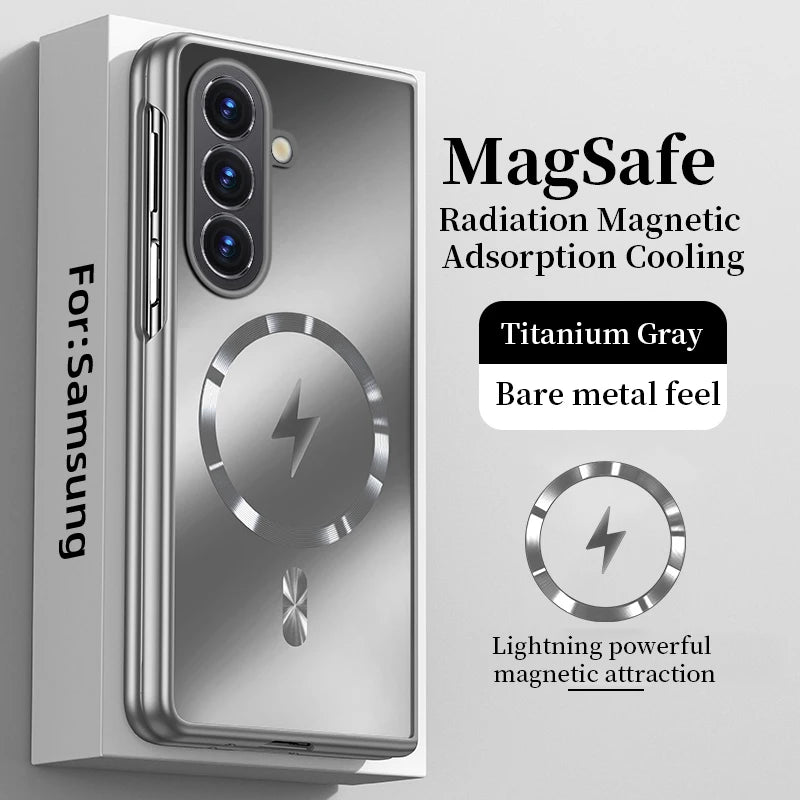 Plating Matte for Magsafe Magnetic Case for Samsung Galaxy Z Fold 8 Ultra 7 6 5 4 3 Wireless Charging Shockproof Protector Cover