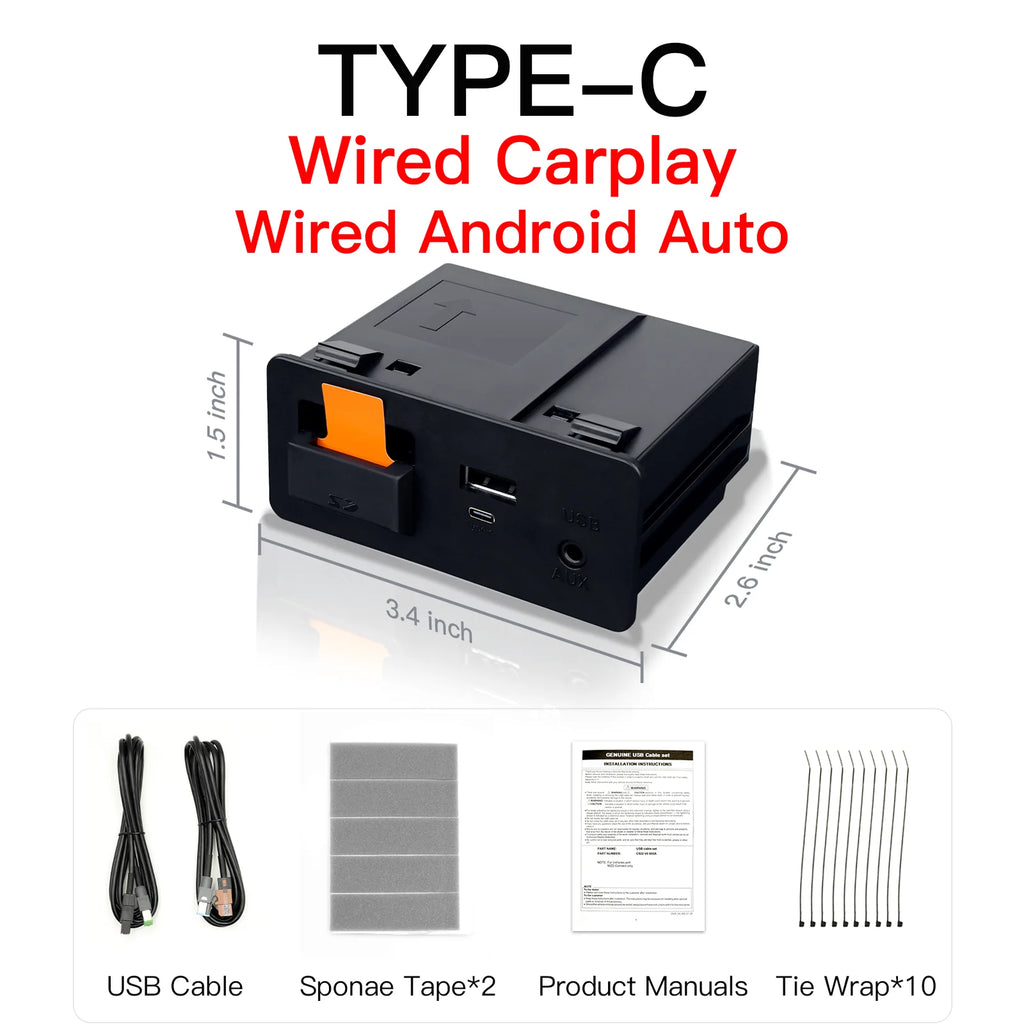 Type-C CarPlay Wireless Android Auto USB Adapter for Mazda 2 3 6 CX3 CX5 CX8 CX9 MX5 Demio Miata P2 P3 TK78669U0C Retrofit Kit