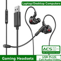 E-Sports Gaming Headset 7.1 Surround Sound Hifi Stereo Wired headphones 3.5mm/Type-C In-Ear dual Mic PUBG Gaming Earphone Earbud