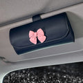 Cute Bowknot Car Glasses Box Universal Leather Sunglasses Case Storage Holder Bag Sunshade Organizer Auto Interior Accessories