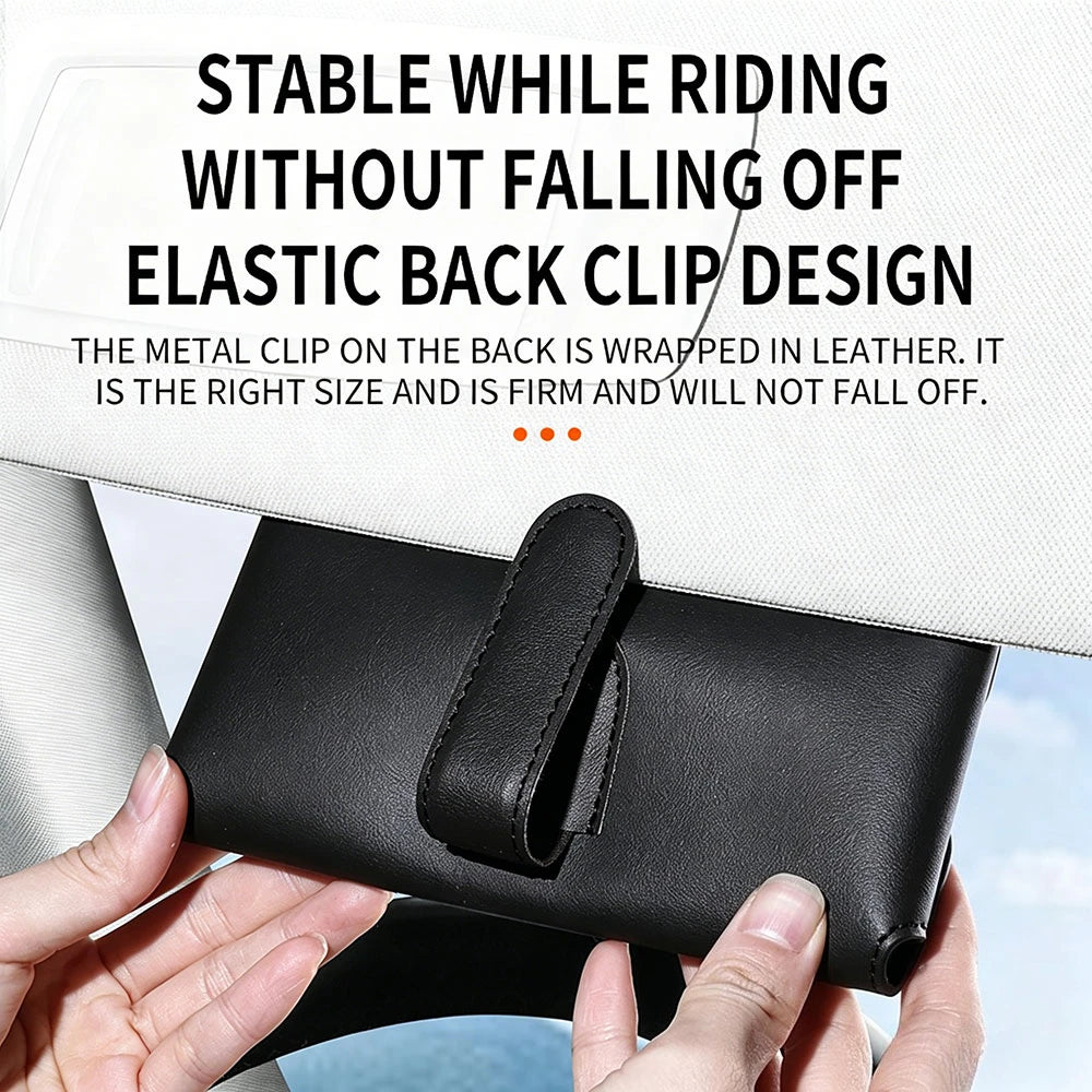 For BWM 3 7 Series X4 X5 M5 M8 Magnetic Car Sun Visor Glasses Holder Bag Wear-Resistant Auto Sunglasses Protective Box Closure