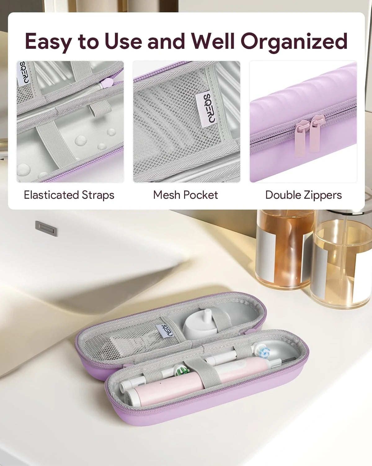 Electric Toothbrush Storage Bag for Oral-B Pro/iO/Philips Sonicare, Multi Use Shockproof Case with Mesh Pocket Covers Protection