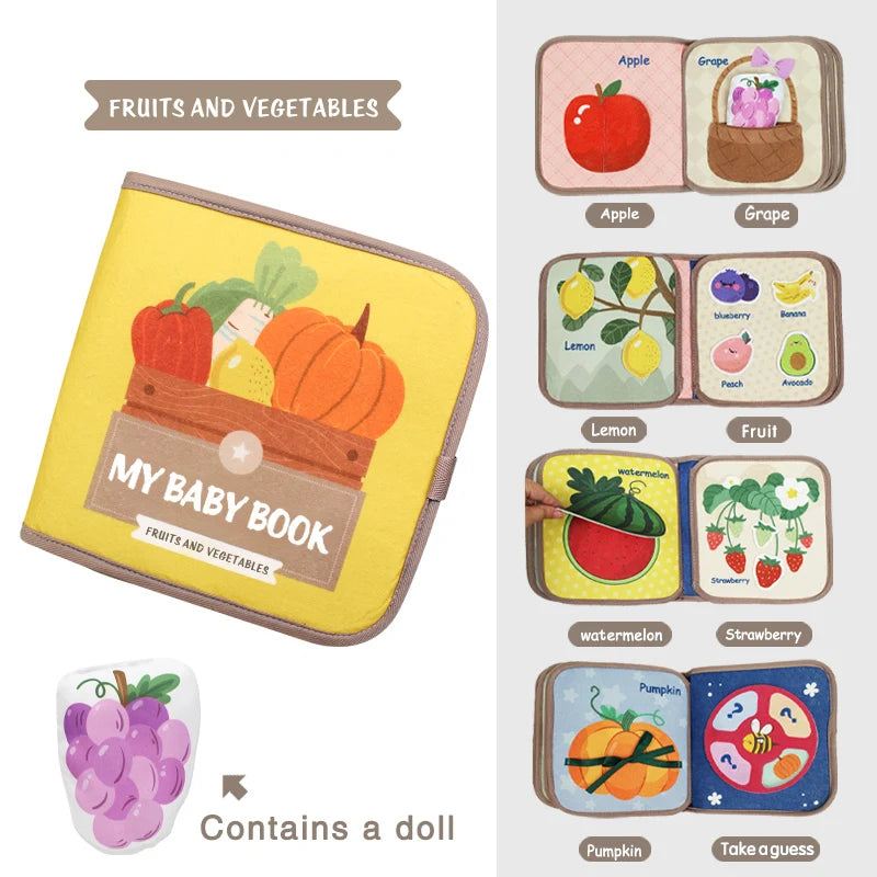 1PCS Soft Baby Book Montessori early education quiet cloth book Learning Toys for Babies 0-6 Months and Up Enlightenment Puzzle