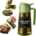 470 ML Oil Sprayer for Cooking, 2-in-1 Olive Oil Dispenser and Oil Bottle with Stickers, Thick Glass Spray Bottle