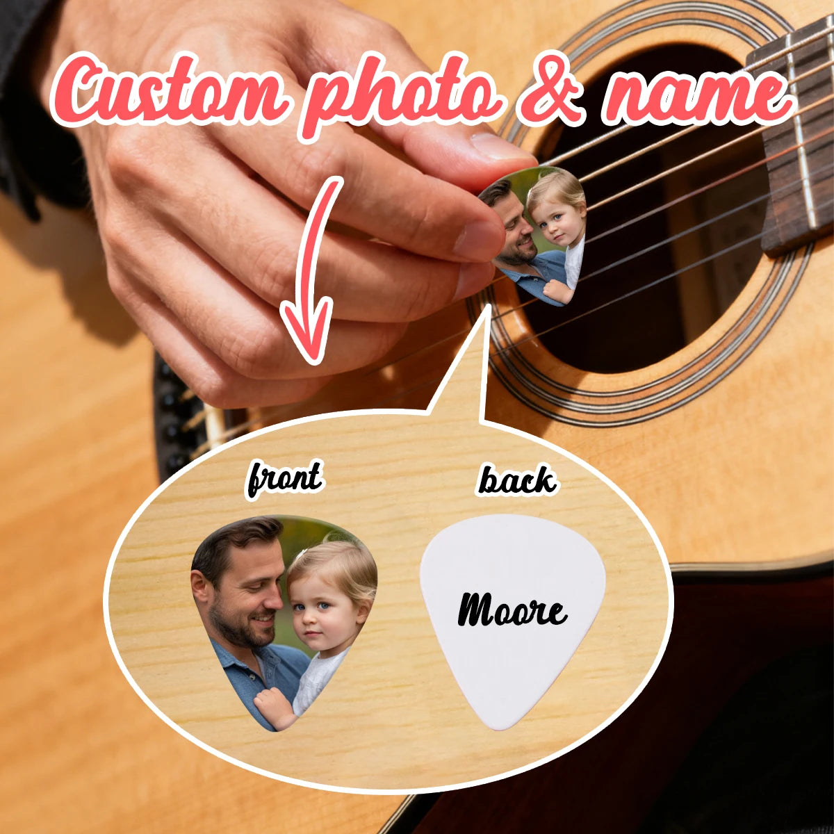 Personalized Guitar Picks, Customized Photo And Text Guitar Accessories, Music Lovers, Valentine'S Day, Family, Friends, Couple