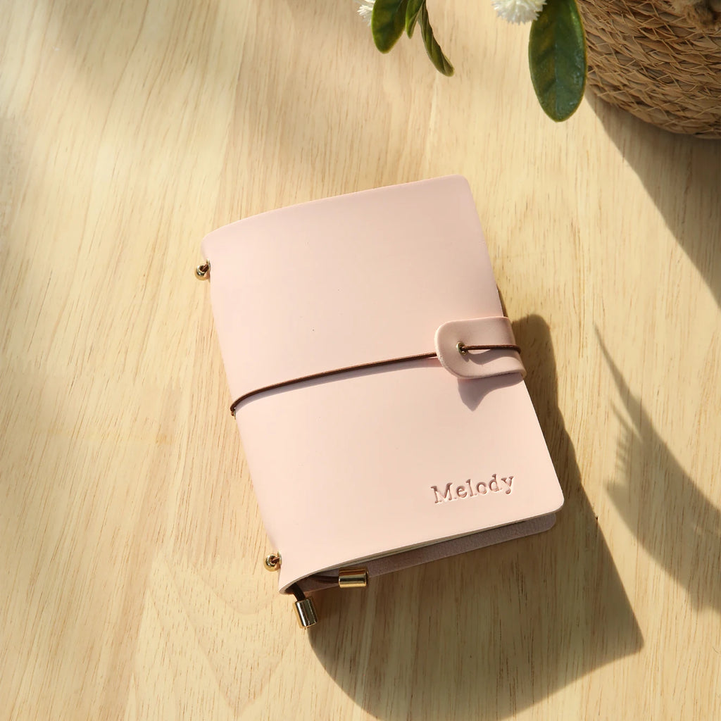 Personalized Leather Passport Holder Custom Name Imprinted Creative Handbook A7 Journal Card Holder Portable Travel Notepad Gift