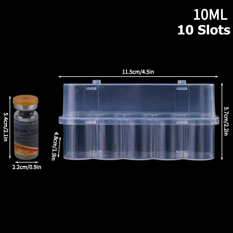 3/5/7/10ML Vial Storage Box 2/10/24 Grids Peptide Freezer Tube Container Refrigerator Organizer Plastic 3ml Vial Box Stackable