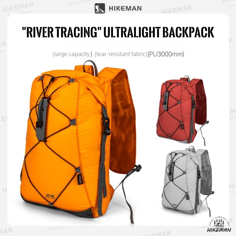 Hikeman Outdoor Sports Backpack Travel Hiking Silicone-Coated Water-Resistant Lightweight Foldable Large Capacity Backpack