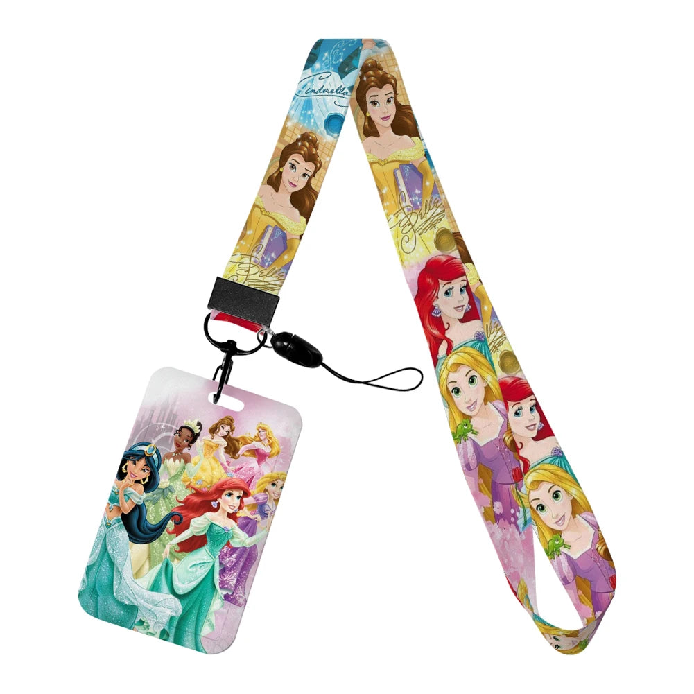 Disney Princess New Arrival Card Holder Student Keychain Girl Bus Metro Protective Case School Card Cover Kid Personalized Gifts