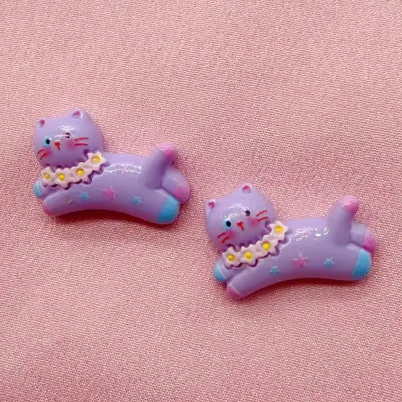 10pcs cartoon DIY resin accessories accessories, cat cream rubber hair clip, phone case, shoe buckle, keychain pendant