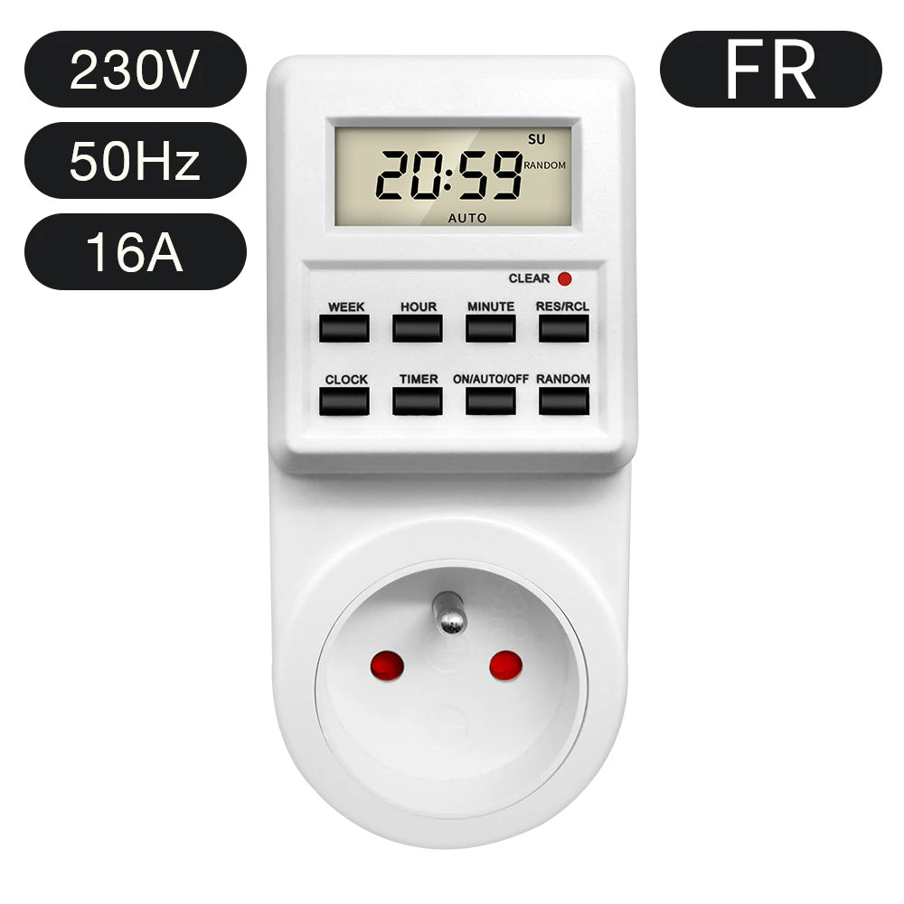 Digital Electronic Timer Switch Socket Kitchen Timer Outlet 24 Hour Programmable Timing Socket EU UK AU US BR FR IT TH Plug