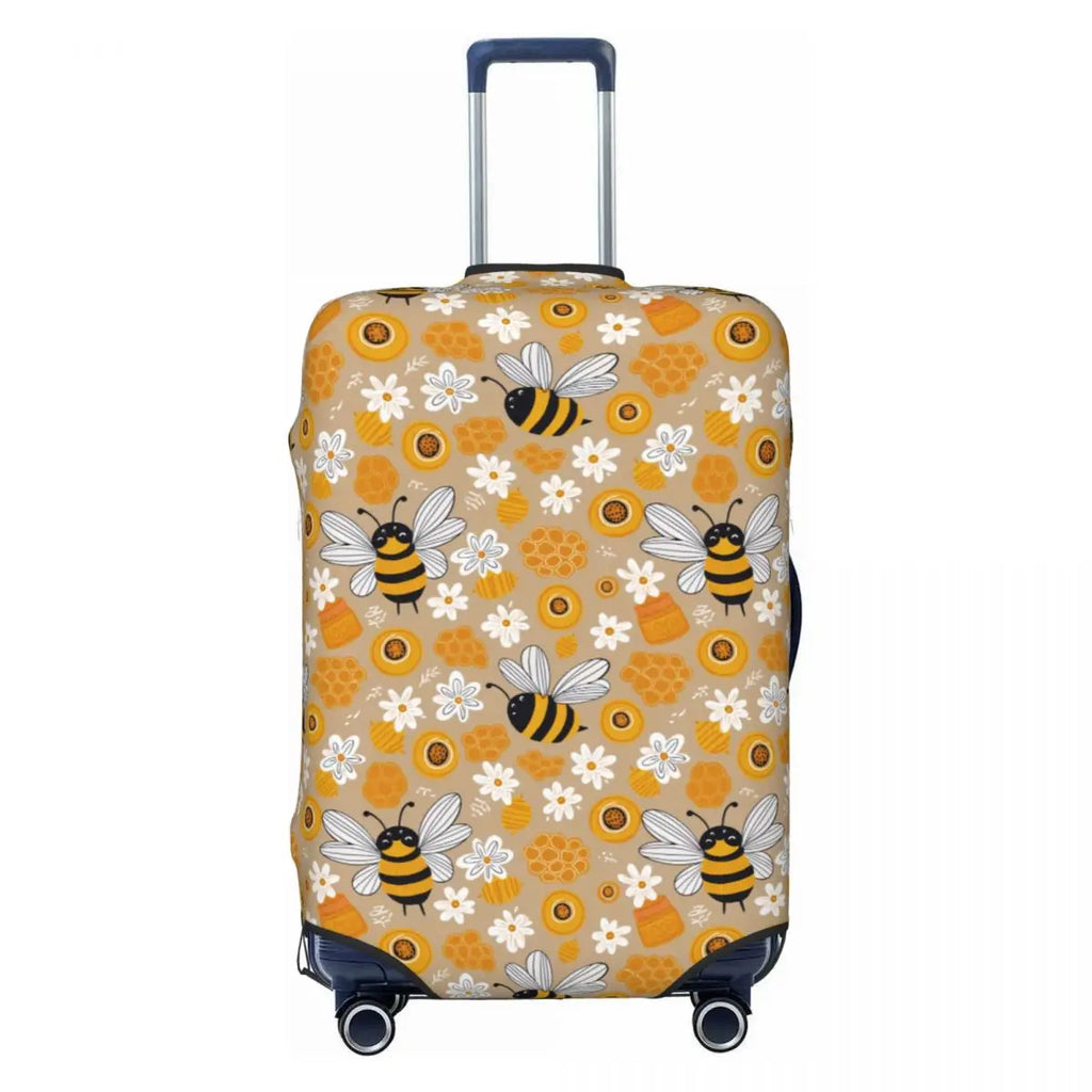 Honeycomb With Bees Suitcase Cover Elastic Cute Honey Bumblebee Luggage Protective Covers for 18-32 inch