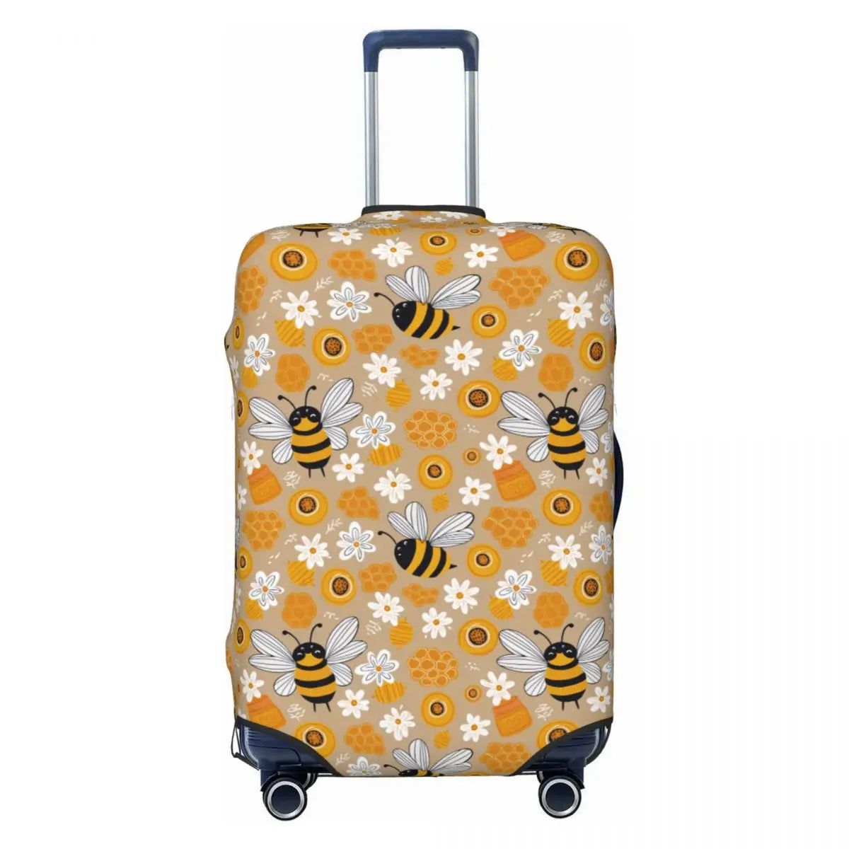 Honeycomb With Bees Suitcase Cover Elastic Cute Honey Bumblebee Luggage Protective Covers for 18-32 inch