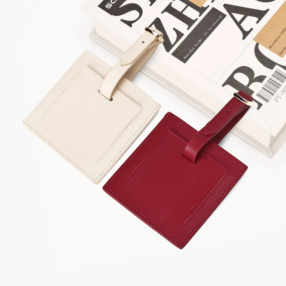 Customized name leather luggage tag travel case anti-loss sign leather sign square boarding pass