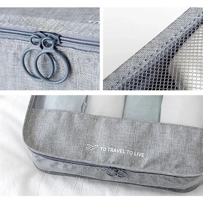 7 Pieces Set Travel Bag Organizer Clothes Storage Suitcase Kit Underwear Socks Shoes Storge Bag Luggage Sets Travel Accessories