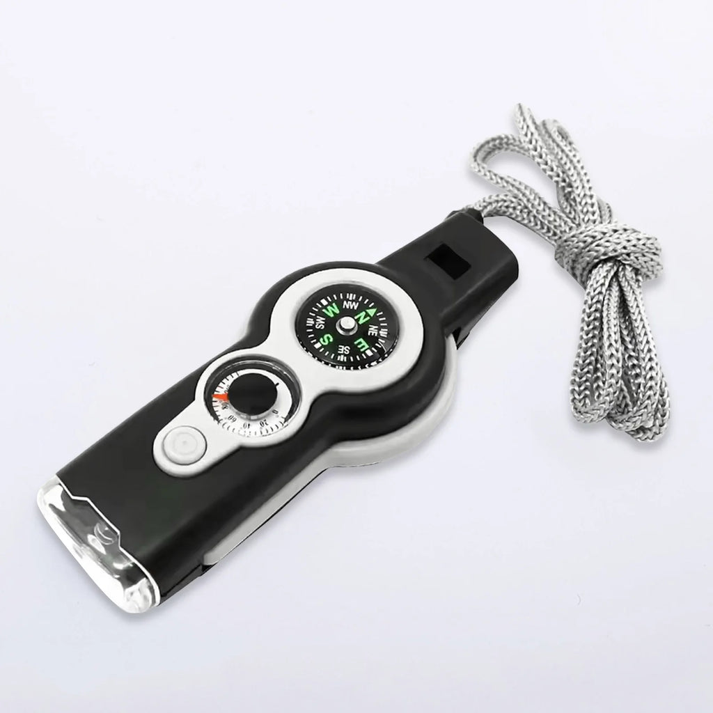 Emergency Survival Whistle 7 In 1 With LED Light Compass And Thermometer Outdoor Emergency Kit For Hiking Camping Compass Tool