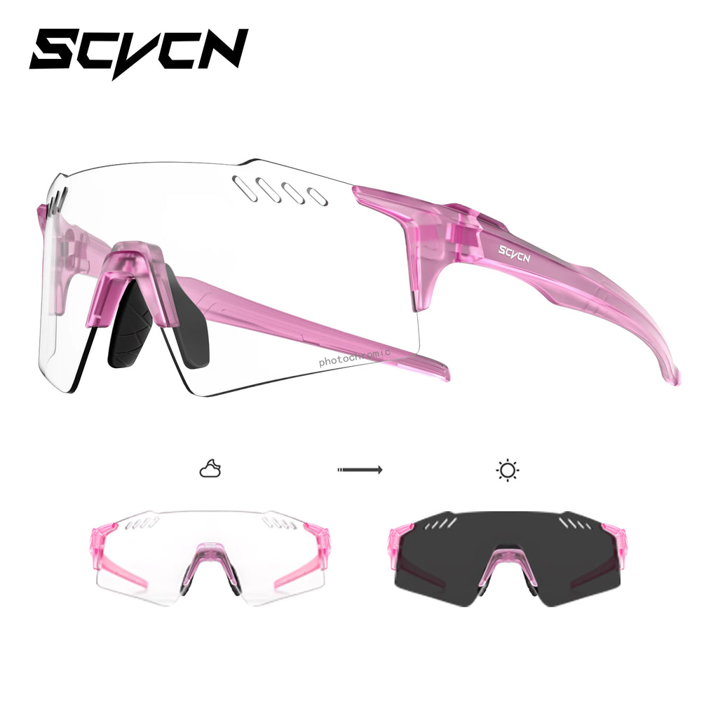 SCVCN Hiking Eyewear Fashion Rimless Cycling Glasss Outdoor Sports Running Drving Sunglasses for Men Goggles Mtb Bicycle 1 Lens