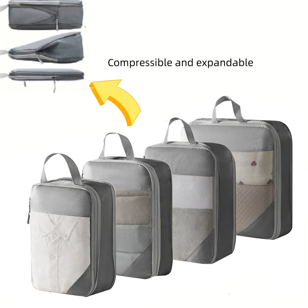 Mesh 4-Piece Set, Convenient for Business Trips and Travel Storage, Is a Practical Set That Saves Space for Travel