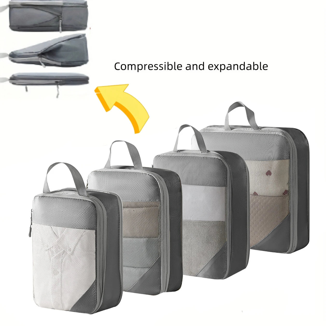Mesh 4-Piece Set, Convenient for Business Trips and Travel Storage, Is a Practical Set That Saves Space for Travel