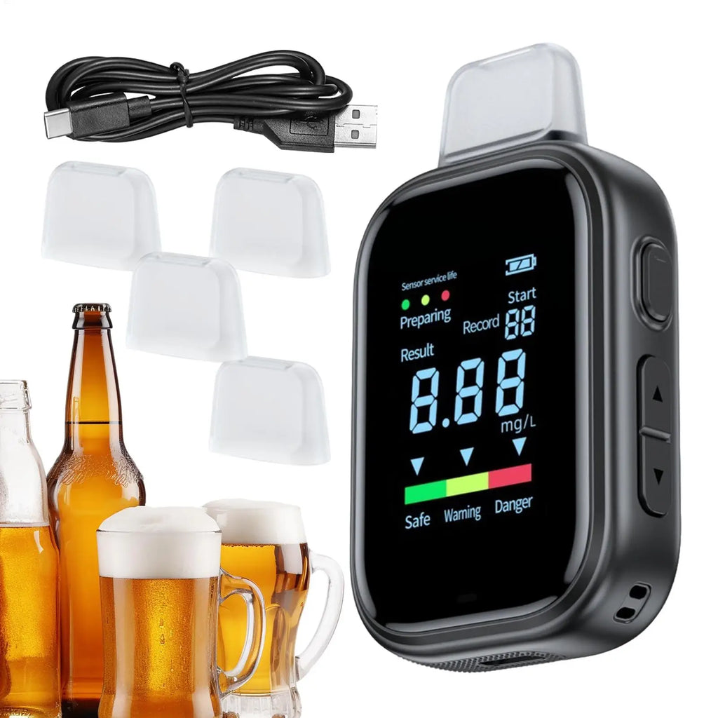 Portable Alcohol Tester Digital Breath Alcohol Tester Accurate Breathalyzer With LCD Display USB Rechargeable for Driving Car
