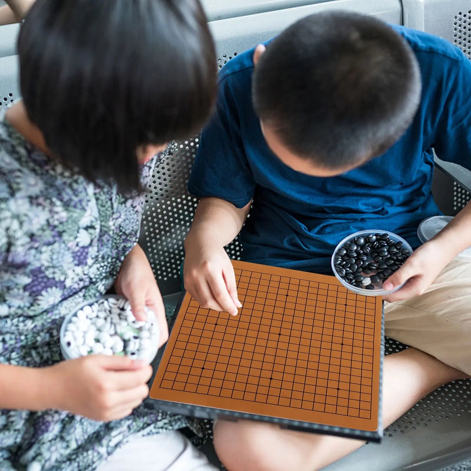 Foldable Go Game Chessboard Weiqi Checkerboard Board Game for 1.8/2.2cm Pieces One Side 19 Line