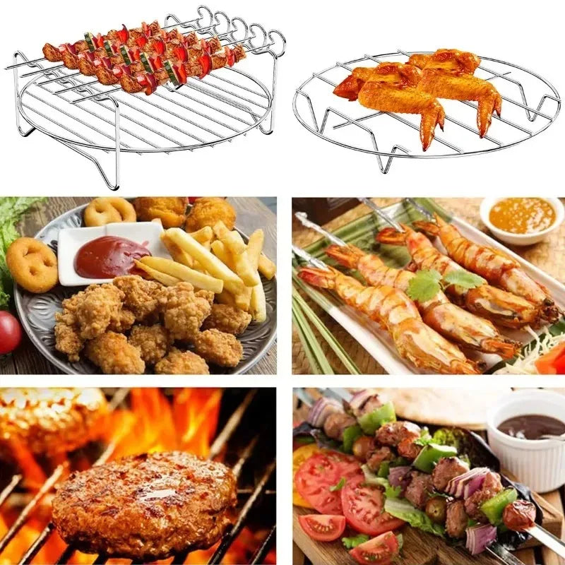 Stainless Steel Double Layer Rack for Air Fryer Rectangular Grill Rack Fish Baking Cake Rack Air Fryer Accessories
