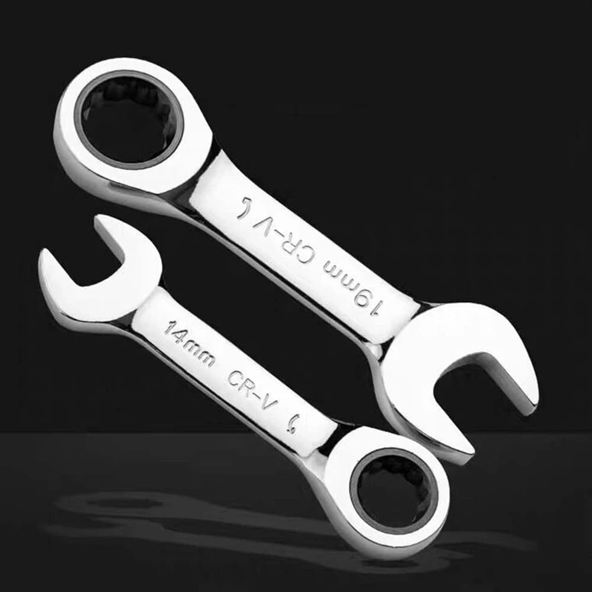 Stubby Combination Wrench Set, Metric, 14-Piece, 6-19mm, 12 Point, CR-V Steel