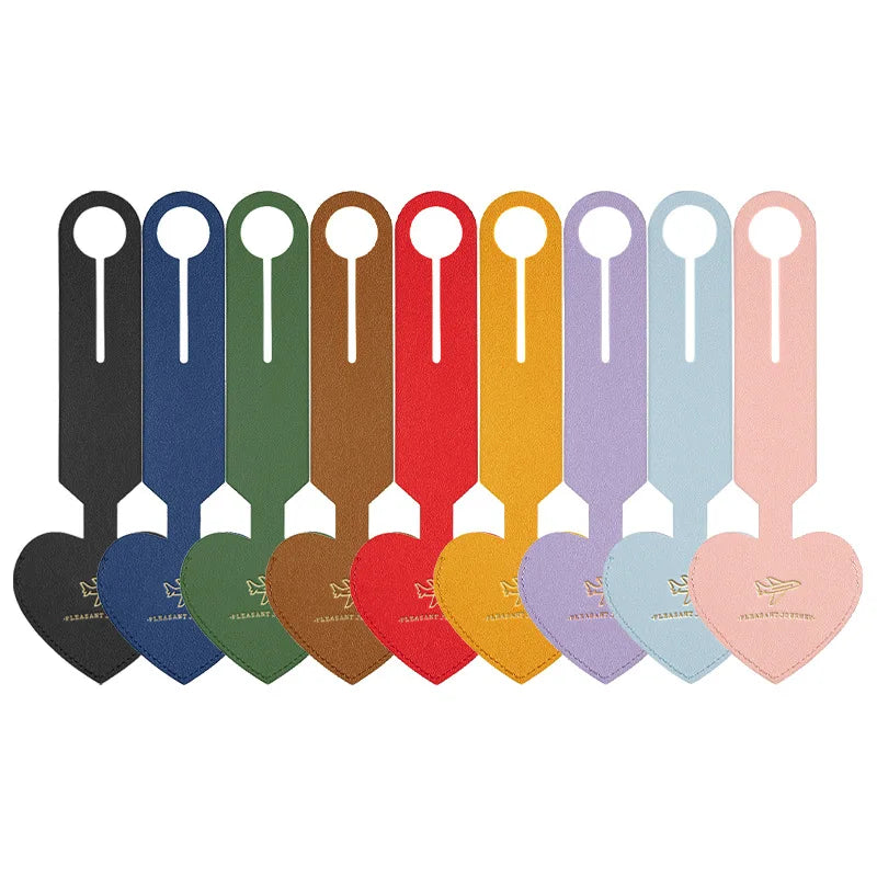 Korean Heart Shaped PU Luggage Tags Women Men Holiday Travel Accessories Suitcase Tag Name ID Address Lable Bag Tags for Luggage