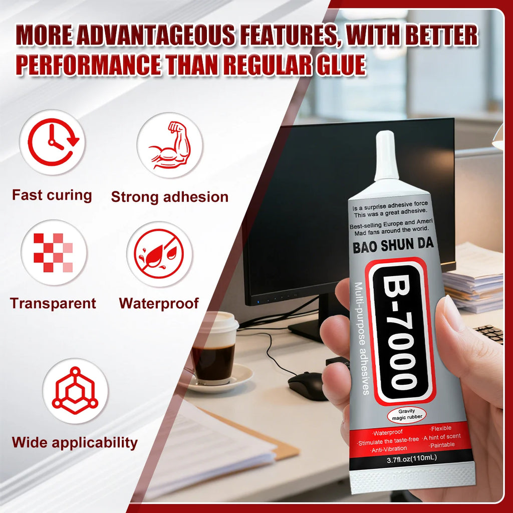 15ML 50ML 110ML B-7000 Clear Contact Phone Repair Adhesive Universal Glass Plastic Glass Metal Ceramic DIY Glue,B7000 Transparent Glue,B-7000 Multi-Purpose Adhesive,With Precision Applicator