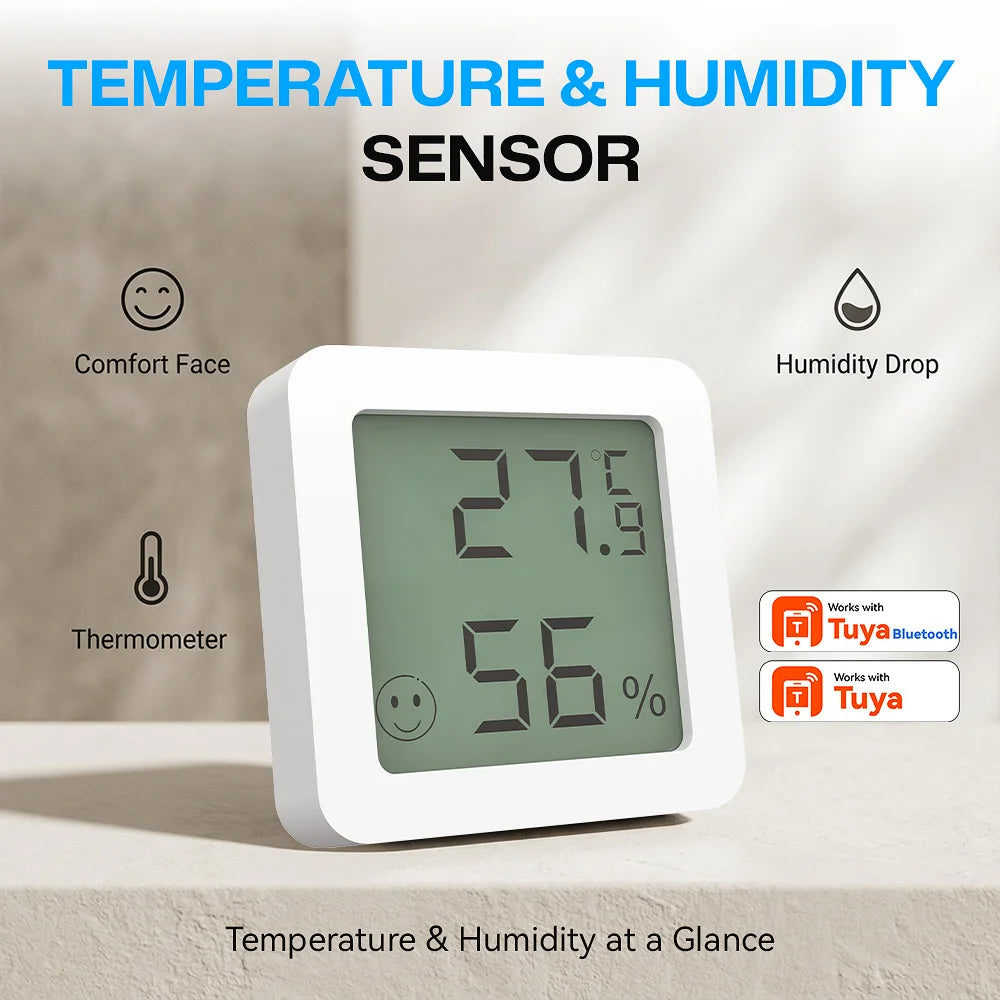 Temperature and Humidity Sensor With LCD Works with Tuya Bluetooth Google Alexa Voice Control Support Multi-mode Gateway Option