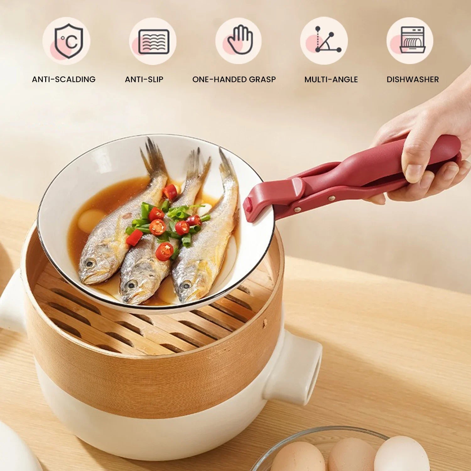 Anti-scald Clip Silicone Kitchen Anti Scald Plate Bowl Dish Pot Holder Anti-hot Clip Lifter Kitchen Accessories Gadget