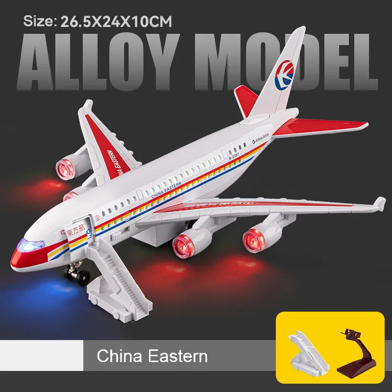 1:32 China Eastern Sichuan Airlines Aircraft Model Toy Music Light Pull Back Foldable Front Wheels Airplane Models Kids Gifts