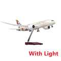 43cm Airplane Toy b787 Aircraft Etihad Air Airplane Model Resin with Light & Wheel Planes Airplanes Decoration Home Plane Toy