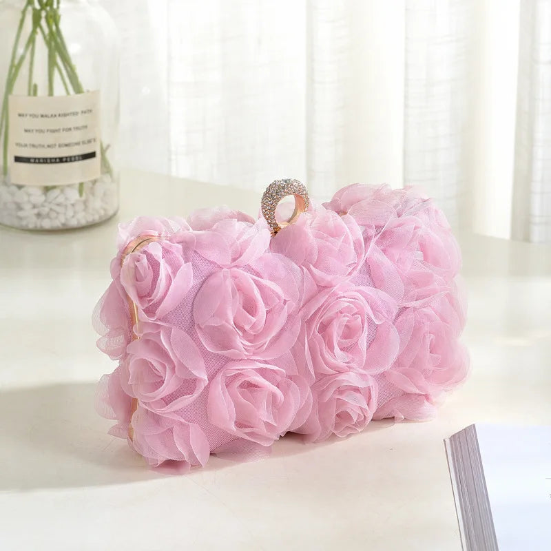 Wedding Dress Bag White Bride Clutches Ladies Party Handbag Purse Woman Evening Flower Bags Floral Wedding Shoulder Bags