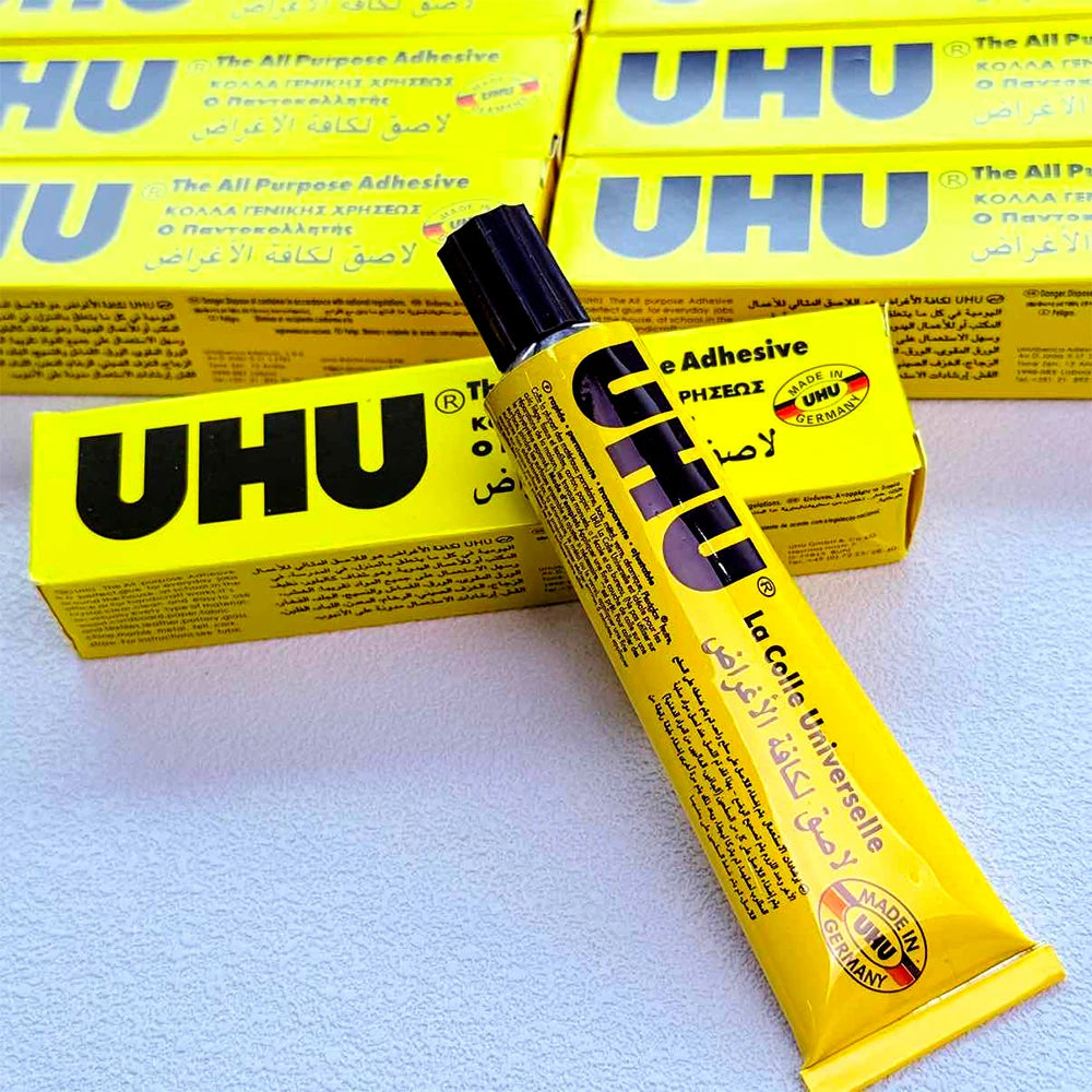 UHU All-Purpose Adhesive Glue Strong Clear for Paper Wood Fabric Leather - Versatile Craft And Repair Glue