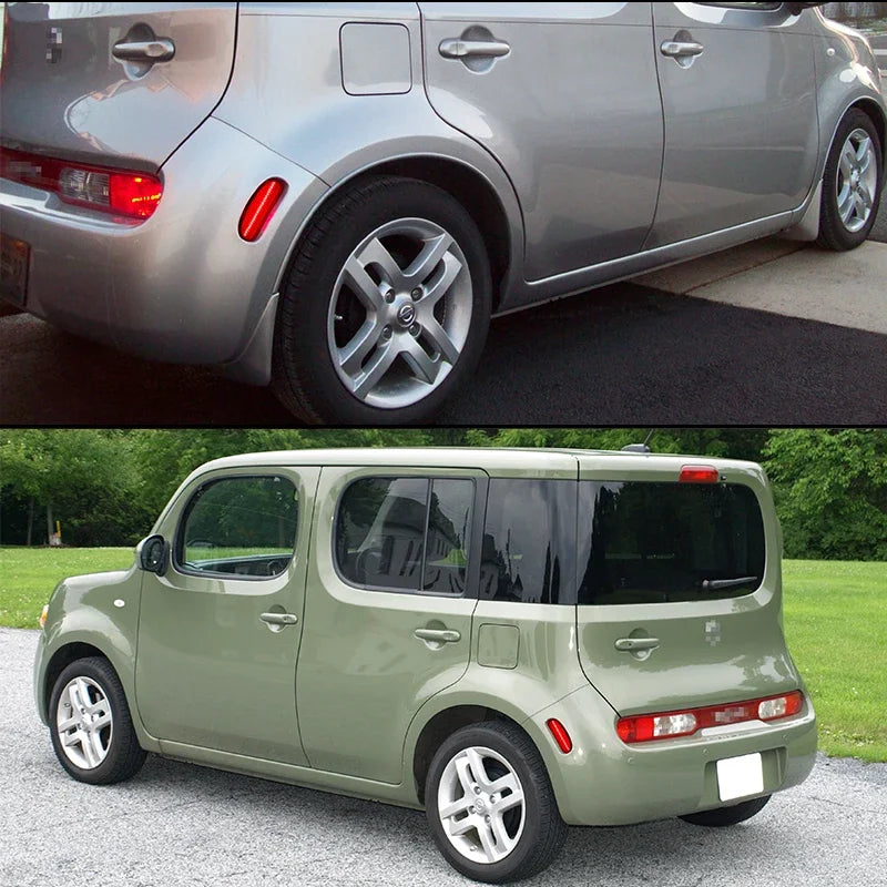 For NISSAN CUBE 2009 2010 2011 2012 2013 2014 Car Red LED Rear Bumper Side Marker Driving/Parking Lights Fender Flare Lamps 12V